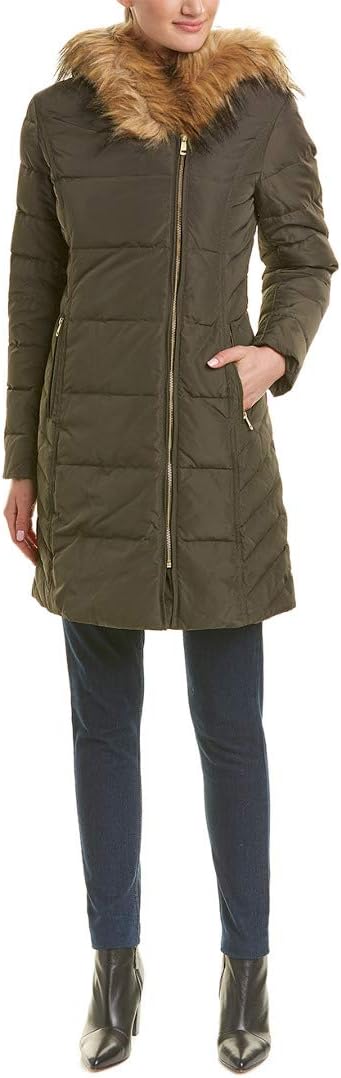 womens Taffeta Quilted Down Coat With Hood
