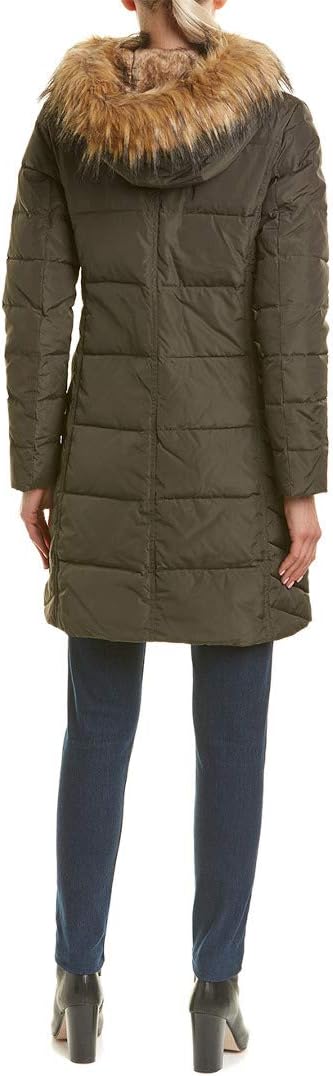 womens Taffeta Quilted Down Coat With Hood - Image 2