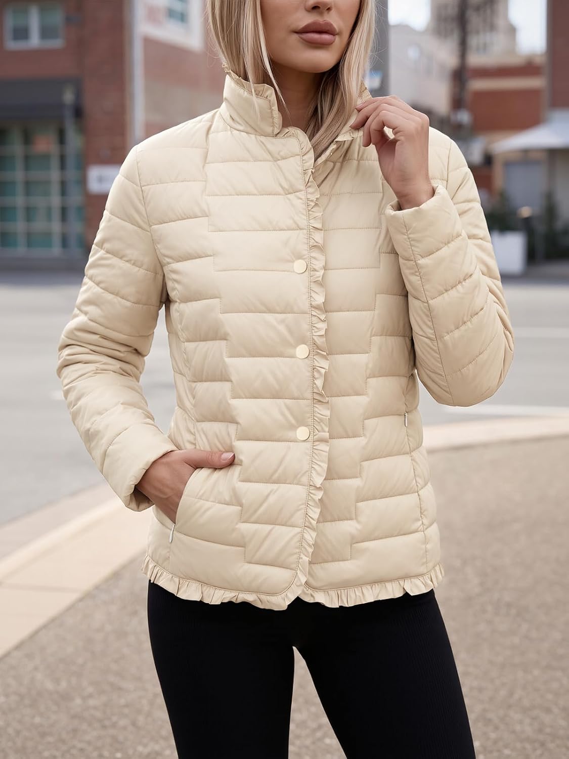 Womens Lightweight Quilted Puffer Jacket Winter Warm Down Coats - Image 2
