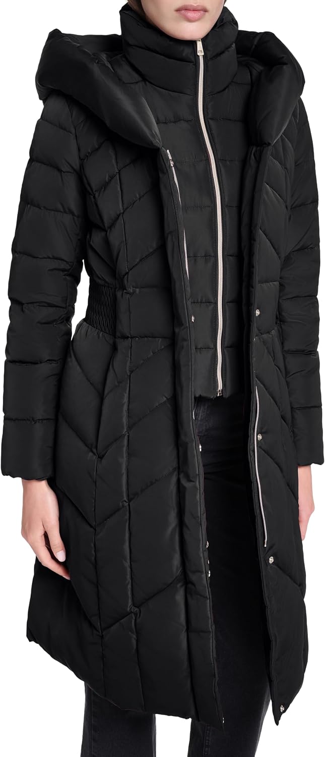 Women's Taffeta Down Coat with Elastic Waist